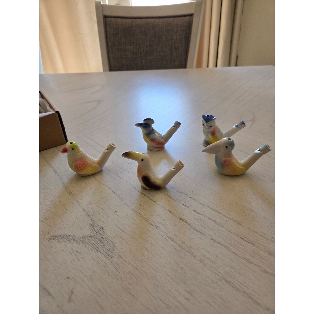 Gejoy 5 Pcs Bird Water Whistles Ceramic Bird Call Warbling Gifts